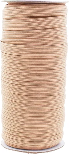 Vista 123 de Mandala Crafts Rollo de bandas elásticas beige de 0.472 in y 20 yardas para costura, 1/2 cordón elástico plano, correas elásticas trenzadas de 1 2