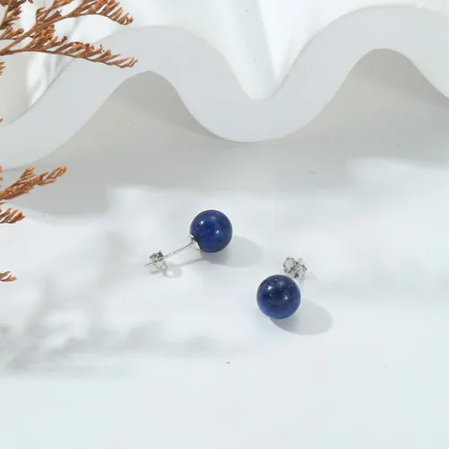 Vista 73 de Natural Stone Stud Earrings for Women 8mm Sterling Silver Genuine Gemstone Earrings Handmade Sterling Silver Crystal Stud Earrings for Women