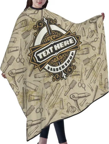 Vista 4 de Capa de peluquero personalizada, capa de corte de cabello con texto personalizado para hombres, kit de corte de pelo personalizado, delantal