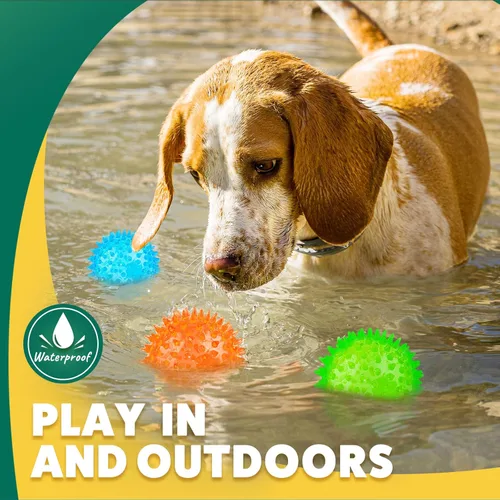 Vista 6 de Pelota interactiva con 2 funciones diferentes para perros de 2.5 pulgadas, bolas chirriantes para perros, juguetes y dentición de cachorros, bolas