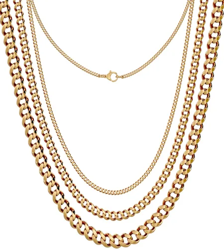 Silvadore Collar de cadena de eslabones cubanos de 240.236 in para hombre, chapado en plataoro de 18 quilates, no se deslustra y resistente al agua,