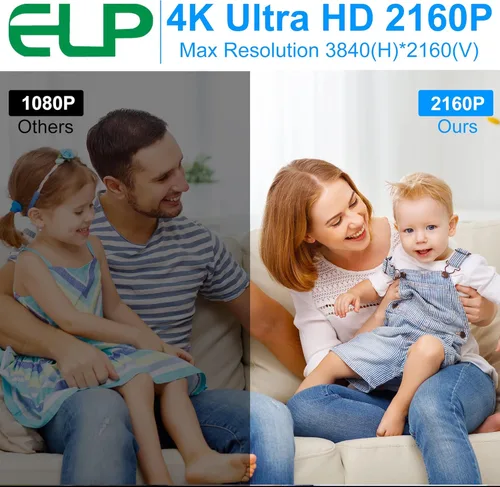 Vista 3 de ELP Cámara USB 4K con micrófono Lente Varifocal de 0.197-1.969 in Zoom manual Cámara web 8MP IMX317 Sensor 3840x2160@30fps UVC para Windows, Linux