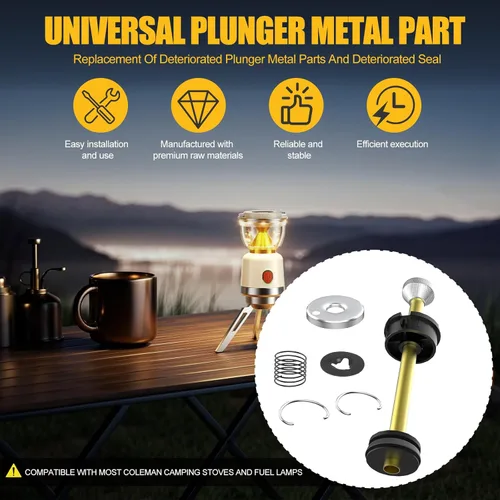 Vista 2 de Piezas de repuesto para faroles y estufas de campamento, pieza metálica de émbolo universal, kit de reparación de bomba de émbolo, pieza de repuesto