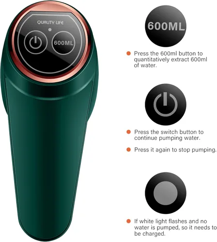 Vista 4 de Bomba de agua eléctrica automática - Recargable universal para jarras de 2, 3 y 5 galones