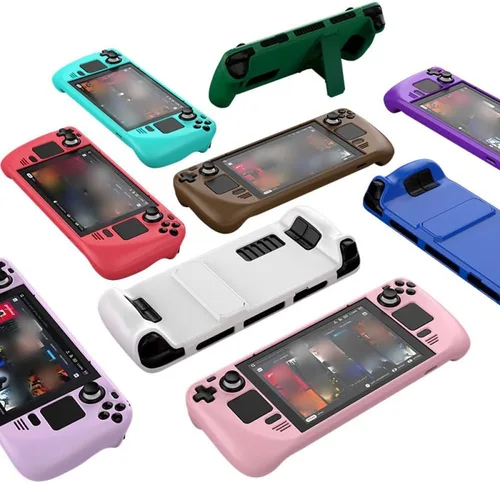 Vista 3 de Funda protectora colorida adecuada para Steam Deck Material de PC Funda protectora de cobertura total con soporte Sensación agradable para la piel