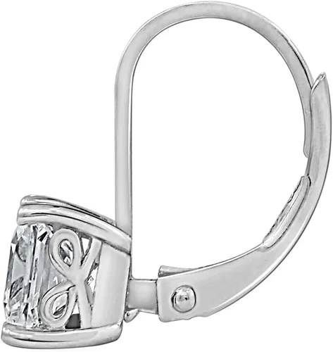 Vista 3 de Tienda Essentials Aretes de plata de ley con cierre de palanca de corte princesa hechos con circonita cúbica Infinite Elements