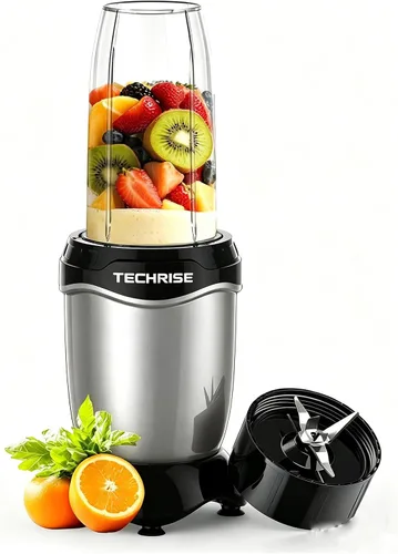 Vista 8 de TechRise Licuadora personal de 600 W, licuadora de batidos con 2 vasos portátiles de 17 onzas con tapas para sorbos, hoja de acero inoxidable