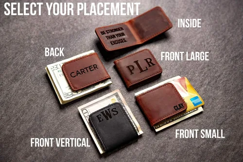 Vista 2 de Personalized Leather Magnetic Money Cash Clip The Palm Beach by Left Coast Original