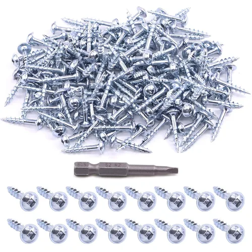 Glarks 160 tornillos de bolsillo #8 x 1 pulgadas, con revestimiento de zinc, tornillos de madera de rosca gruesa autorroscantes para madera y chapa