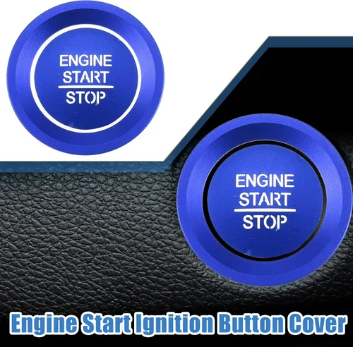 Vista 2 de Cubierta de superposición de botón de encendido de arranque del motor para Honda Accord 2018-2022 aleación de aluminio azul