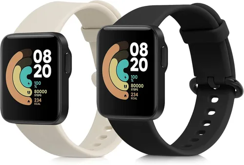 kwmobile Correas compatibles con correas de reloj Xiaomi Mi Watch LiteRedmi - 2 correas de reloj de silicona de repuesto, color negroazul oscuro