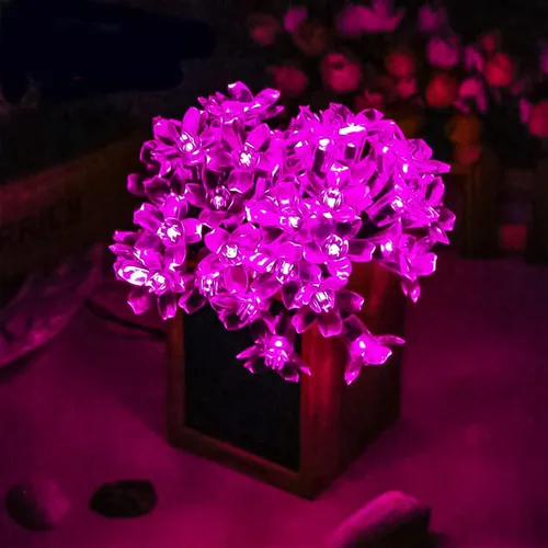 Vista 4 de FULLBELL Guirnalda de luces decorativas de Navidad con flor de cerezo 33 pies 100 luces LED de hadas con 8 modos de flash para Navidad patio jardín