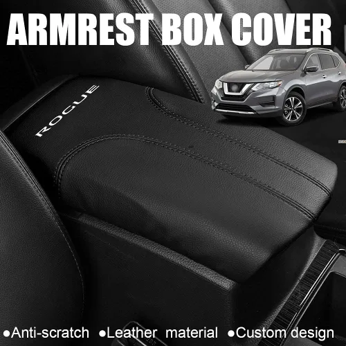 Vista 2 de XITER Protector de funda para reposabrazos de automóvil, 1 almohadilla de cuero para consola central para Nissan Rogue 2014-2020, 2017-2022 Rogue