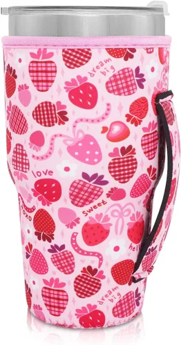 Vista 23 de Fundas Aislantes de Neopreno Portavasos con Asa para Vasos Tumbler de 20oz, Funda Reutilizable para Café Helado Para Tazas de Café de 30oz - 32oz