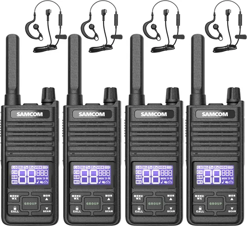 Vista 9 de SAMCOM Radio T2 GMRS de 2 W de largo alcance Walkie Talkie NOAA recargable para el clima, radio bidireccional resistente, radios de llamadas