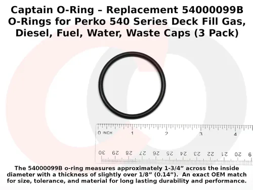 Vista 4 de Captain O-Ring 54000099B - Juntas tóricas de repuesto para tapas de llenado de cubierta Perko serie 540 para gas, diesel, combustible, agua