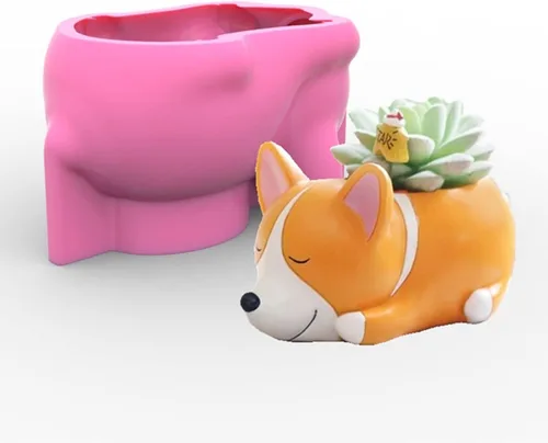 Vista 13 de Molde de silicona para macetas, moldes de silicona en forma de animal 3D para hormigón, cemento, yeso, arcilla polimérica, fundición de resina, Oso