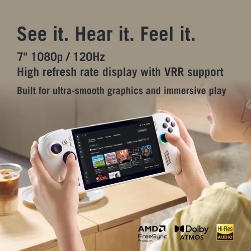 Vista 6 de ASUS ROG Ally 7" 120Hz Gaming Handheld - Ryzen Z1 Extreme 8-Core - 16GB RAM, 1TB M.2 2230 PCIe SSD - White, Win 11 Home. Bundle with Dockztorm Hub