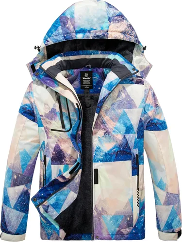 Vista 22 de wantdo Chaqueta de esquí impermeable de montaña para mujer, chaqueta de lluvia resistente al viento, abrigo cálido con capucha para invierno