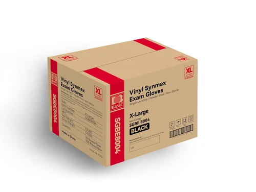 Vista 11 de Basic Guantes desechables para examen médico Synmax de vinilo, guantes Safty de 4 mil, 100 unidades, sin látex y sin polvo, SGBE 8004, XL (negro)