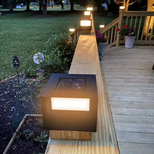 Vista 5 de Viewsun Paquete de 14 luces solares para tapa de poste, luces solares para valla al aire libre con LED SMD, luz decorativa impermeable para valla