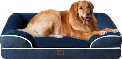 Vista 99 de EHEYCIGA – Cama ortopédica impermeable para perros extragrandes, espuma viscoelástica tipo caja de huevos, bordes elevados y base antideslizante