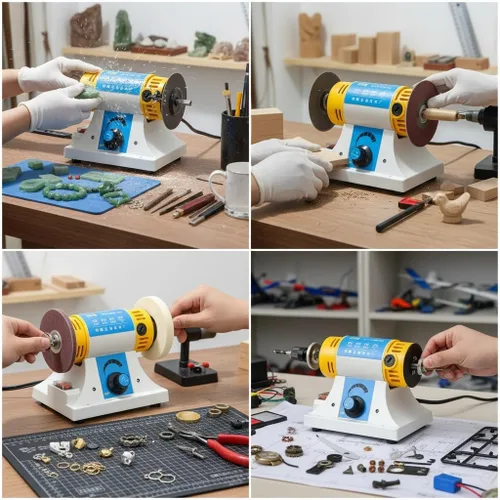 Vista 7 de Máquina pulidora de pulido de roca de joyería, multifunción, sierra de banco, pulidora de torno 350 W, 110 V, joyería de jade, molinera de jade