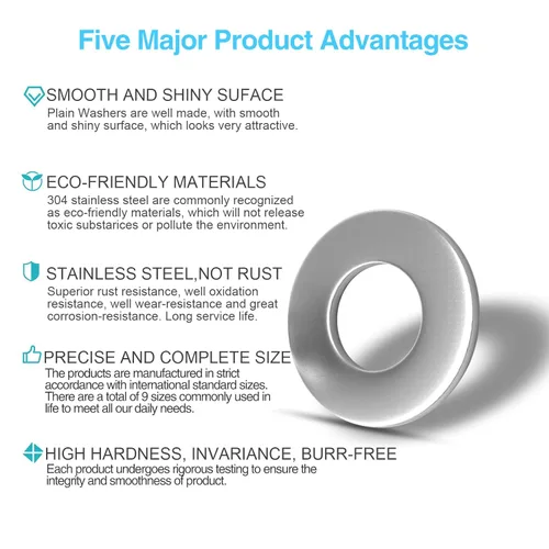 Vista 4 de 800 piezas de arandelas planas de acero inoxidable 304 para tornillos y pernos, juego surtido de arandelas tipo fender, kit surtido de arandelas