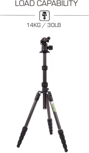 Vista 5 de 3 Legged Thing Punks Brian 2.0 - Trípode de fibra de carbono para viajes, compacto y ajustable, con tres patas desmontables, oscuridad (negro mate)