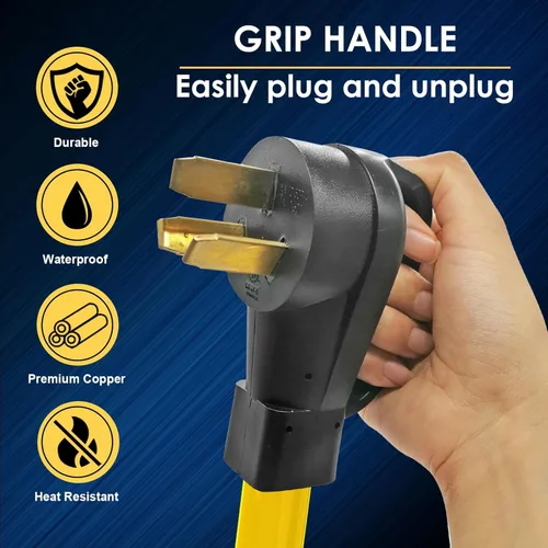 Vista 3 de Cable Adaptador de Interruptor de Transferencia de Generador TT-30 RV 30Amp a L14-30 Flexible con Mango Ergonómico, 30 Amp 3 Clavijas a 4 Clavijas