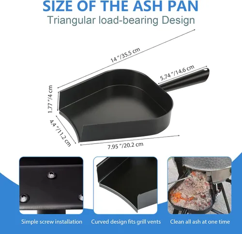 Vista 5 de Bandeja de cenizas para huevo verde grande, herramienta de ceniza, de acero inoxidable, rastrillo de póquer de carbón BGE de gran tamaño Kamado Joe