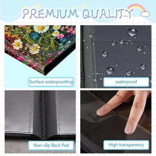 Vista 4 de Rossy Carpeta para tarjetas de 4 bolsillos, 400 tarjetas, carpeta de colección de tarjetas, álbum de tarjetas de doble cara, tarjetero para tarjetas