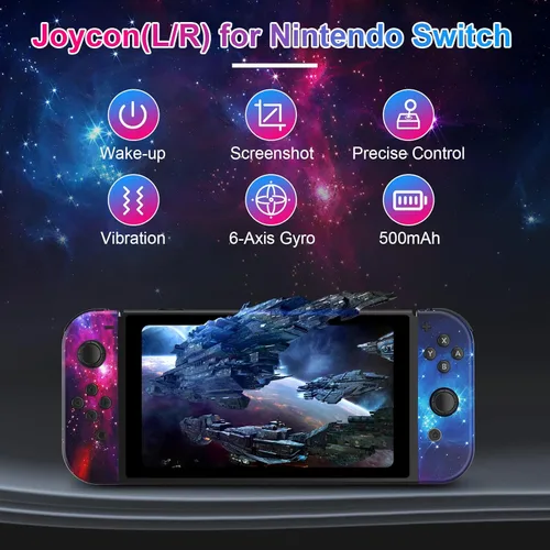 Vista 4 de Moonag Controller for Nintendo Switch, Replacement Wireless Controllers with Dual VibrationWake-upMotion Control Cool Controller