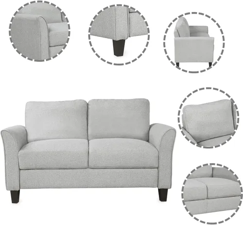 Vista 2 de Evedy Moderno juego de 2 piezas con reposabrazos sofá biplaza individual para sala de estar adecuado para dormitorio sala de estar gris claro