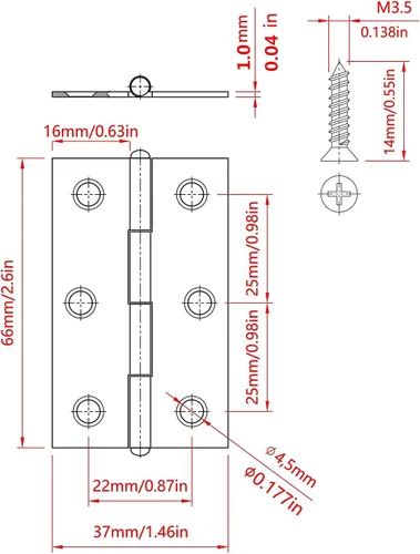 Vista 2 de 20 bisagras plegables de acero inoxidable de 3 pulgadas para puertas y ventanas con 120 tornillos asignados