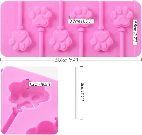 Vista 2 de Newk Lollipop Molde de silicona, 4 paquetes de 6 moldes de silicona antiadherentes para Lollipop Chocolate Candy