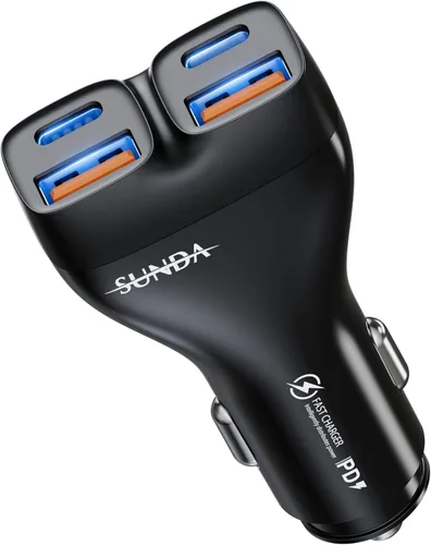 Vista 14 de Cargador de coche USB-C de 6 puertos, 123 W rápido, PD 45 W compatible con iPhone16/Galaxy/Samsung S24, adaptador de encendedor de cigarrillos