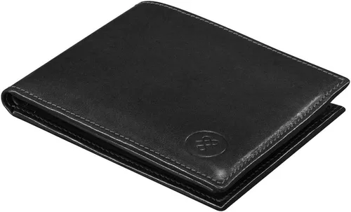 Vista 4 de Maxwell Scott - Cartera triple de cuero de lujo 2 en 1 con tarjetero Bolsa clásica para identificación de notas, Negro (Night Black), Fine