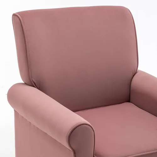 Vista 77 de Sillón clásico con marco de madera de abedul y cómodos reposabrazos enrollados, sillones para sala de estar, dormitorio y decoración de oficina