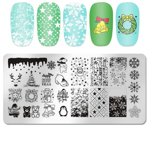 Vista 7 de Placa de estampado de uñas de Navidad, DANNEASY 6 piezas de sellos de uñas, plantillas de arte de uñas, plantilla de uñas de vacaciones de invierno