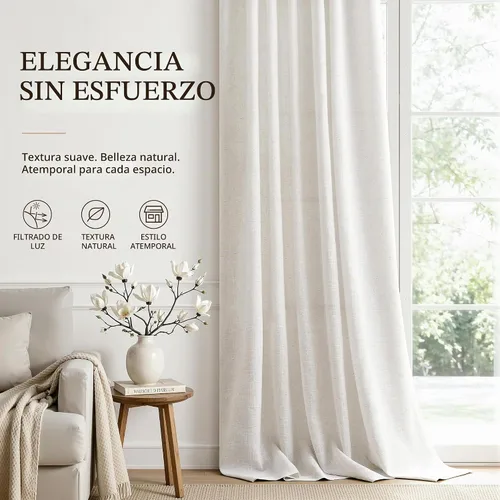 Vista 7 de Hokibero Cortinas de lino natural de 96 pulgadas de largo para sala