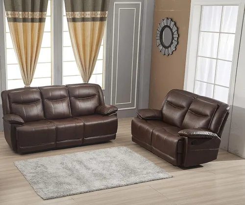 Vista 13 de Betsy Furniture Juego de sofá reclinable de cuero regenerado para sala de estar 8006 (gris, sofá+sofá biplaza+sillón reclinable)