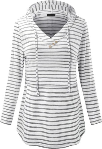 Vista 2 de QUINEE sudadera con capucha para mujer de manga larga a cuadros, bloque