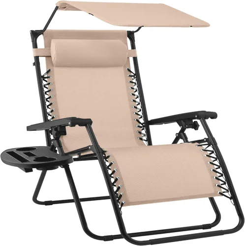 Vista 59 de Best Choice Products Silla reclinable plegable de gravedad cero para exteriores, de patio, para salón al aire libre, con toldo ajustable