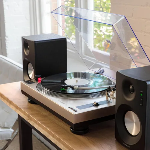 Vista 8 de Crosley KT100BT-CP - Sistema estéreo de tocadiscos Bluetooth con altavoces, champán