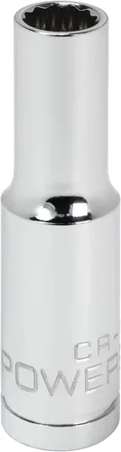 Vista 8 de Powerbuilt 3/8 de pulgada x 1/2 pulgada SAE Deep Socket, 12 puntos, cromo-vanadio, marca de tamaño - 940046