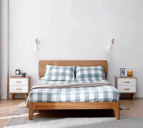 Vista 4 de Mesita de noche, mesitas de noche, mesa auxiliar, mesa de noche, muebles de madera maciza, sala de estar, dormitorio, 2 cajones, casillero, mesita