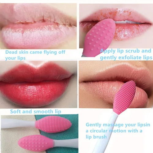 Vista 5 de 3 piezas de cepillo exfoliante para labios, exfoliador de labios, herramienta de cepillo para labios de silicona de doble cara para hombres