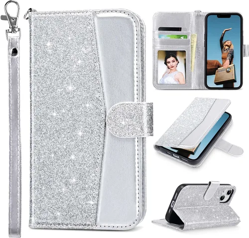 Vista 15 de ULAK Funda tipo cartera compatible con iPhone 14 para mujer, de piel sintética, diseño floral, con tarjetero y función atril, funda protectora tipo