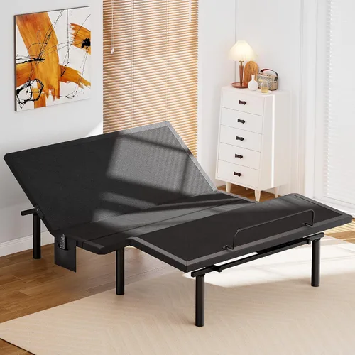 Vista 12 de Amada Base de cama ajustable Split King con masaje, base de cama ajustable con 4 puertos USB y luz nocturna debajo de la cama, inclinación